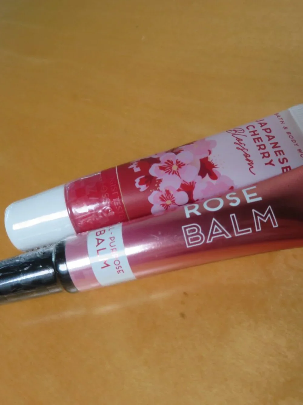 Bath & Body Works Set of 2 Lip Gloss Japanese Cherry Blossom, Rose Balm NEW